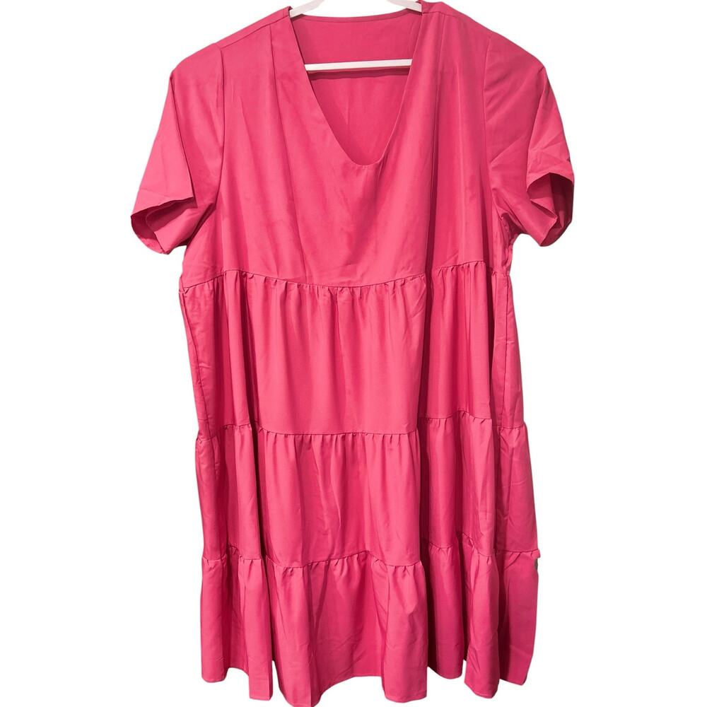 Peasant Dress 5XL Fairy Boho Tiered Fuchsia Midi Peasant Cottage Core Prairie